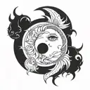 sun and moon eclipse tattoo design idea