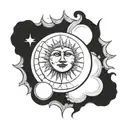 sun and moon eclipse tattoo design idea