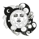 sun and moon eclipse tattoo design idea