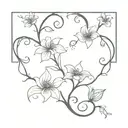 long flower tattoo with filigree vines tattoo design idea
