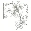 long flower tattoo with filigree vines tattoo design idea