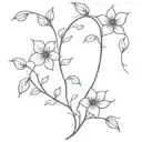 long flower tattoo with filigree vines tattoo design idea
