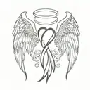 angel wings with semicolon in the middle of the wings  and infinity symbol as halo  tattoo design idea