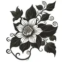 long flower tattoo with filigree vines tattoo design idea