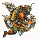 scuba diver tattoo design idea