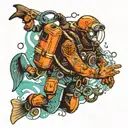 scuba diver tattoo design idea