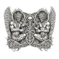 angels fighting demons tattoo design idea