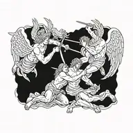 angels fighting tattoo design idea