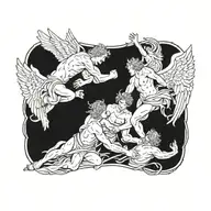 angels fighting tattoo design idea