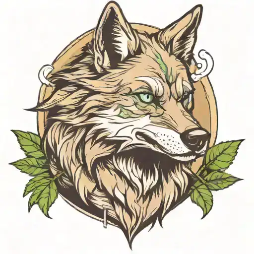 stoner wolf smokin weed outside tattoo design idea