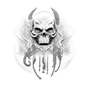 Grim reaper side view with robe and sife tattoo design idea