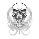 Grim reaper side view with robe and sife tattoo design idea