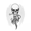 Grim reaper side view with robe and sife tattoo design idea