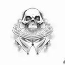 Grim reaper side view with robe and sife tattoo design idea