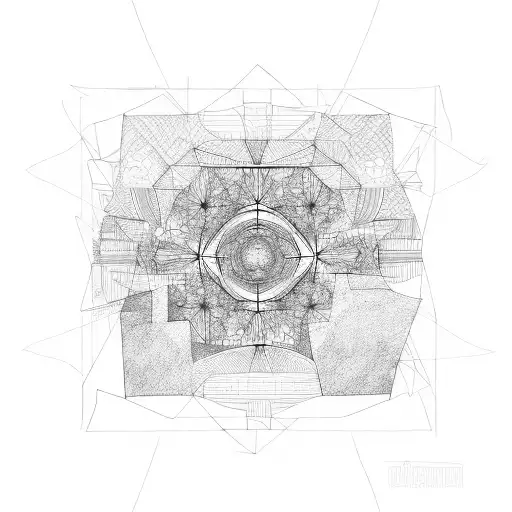 Abstract architecture metaverse tattoo design idea