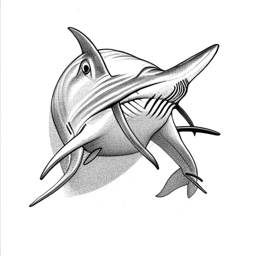 A minimalist hammerhead shark tattoo design idea