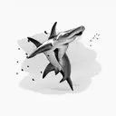 A minimalist hammerhead shark tattoo design idea