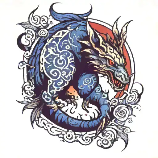 dark indigo cryptid  tattoo design idea