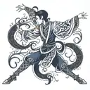 dark indigo dancer tattoo design idea