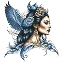 dark indigo goddess tattoo design idea