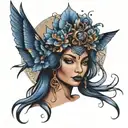 dark indigo goddess tattoo design idea