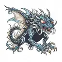 dark indigo monster tattoo design idea