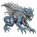 dark indigo monster tattoo design idea