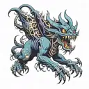 dark indigo monster tattoo design idea