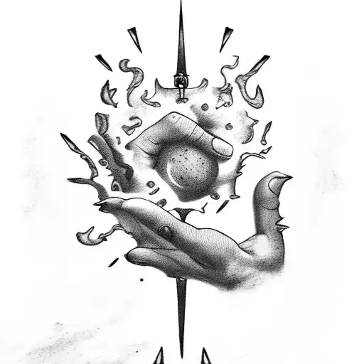  tarot card, hand, cloud,  tattoo design idea