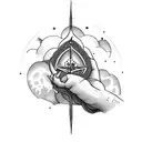  tarot card, hand, cloud,  tattoo design idea