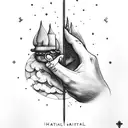  tarot card, hand, cloud,  tattoo design idea