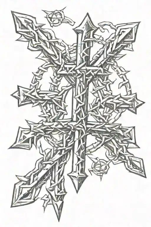 CROSS OF NAILS tattoo design idea