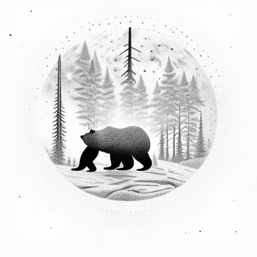 Bear Double Exposure Tattoo Art. Tourism Symbol, Adventure, Great Outdoor.  Mountains, Compass. Bear Grizzly Silhouette T-shirt Design Royalty Free  SVG, Cliparts, Vectors, and Stock Illustration. Image 72210432.