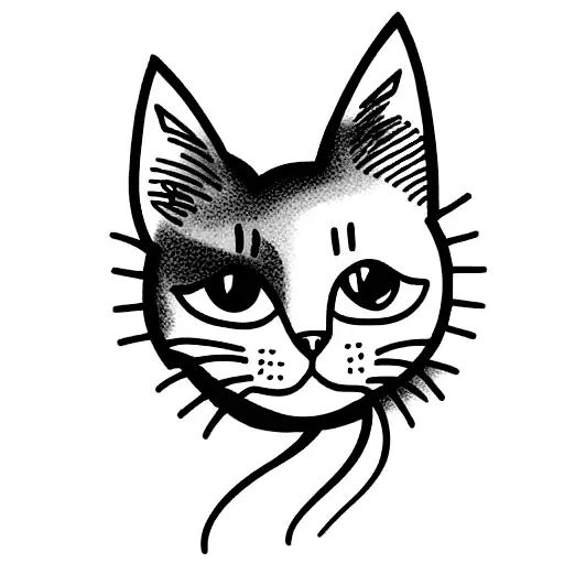 one line tattoo with the name "Sipsi" and cat themed tattoo design idea