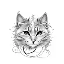 one line tattoo with the name "Sipsi" and cat themed tattoo design idea