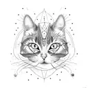 one line tattoo with the name "Sipsi" and cat themed tattoo design idea