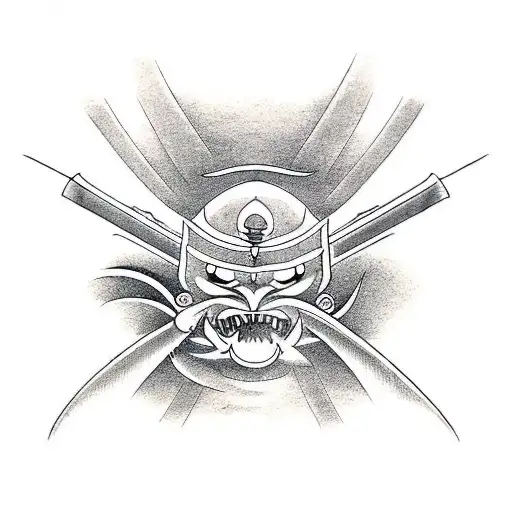 katana with Bat and dominator symbol in Japanese  tattoo design idea