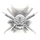 katana with Bat and dominator symbol in Japanese  tattoo design idea