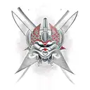 katana with Bat and dominator symbol in Japanese  tattoo design idea