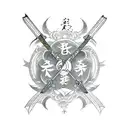 katana with Bat and dominator symbol in Japanese  tattoo design idea
