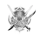 katana with Bat and dominator symbol in Japanese  tattoo design idea