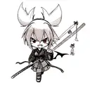 katana with Bat and dominator symbol in Japanese  tattoo design idea