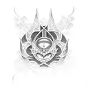 katana with Bat and dominator symbol in Japanese  tattoo design idea