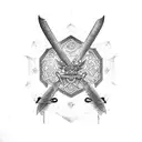 katana with Bat and dominator symbol in Japanese  tattoo design idea