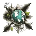 earth melting surreal natural elements geometric designs human influence tattoo design idea