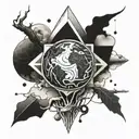 earth melting surreal natural elements geometric designs human influence tattoo design idea