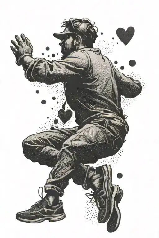 Falling Man Heart Shadow tattoo design idea