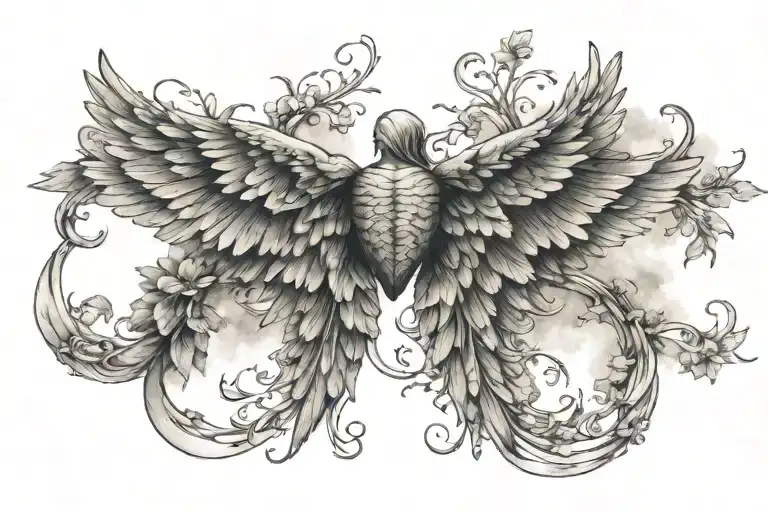 heaven wings pathway tattoo design idea