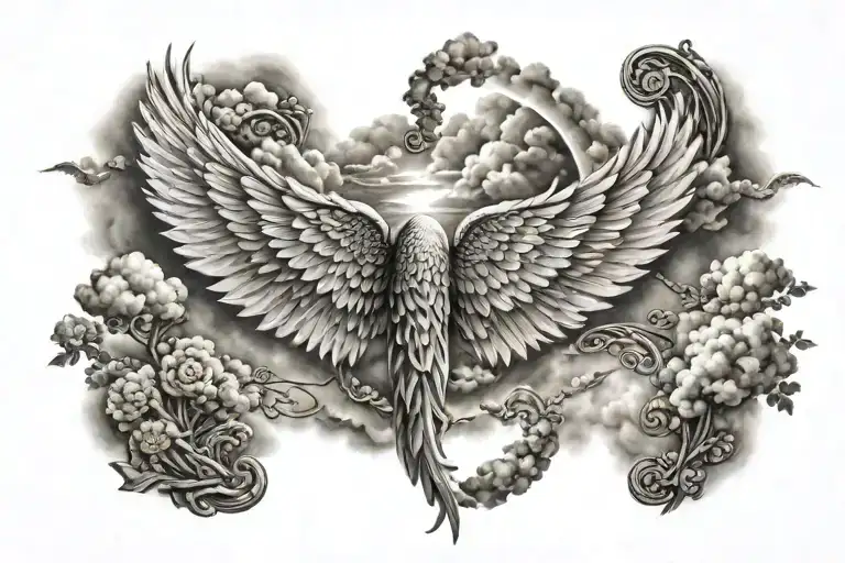 heaven wings pathway sky tattoo design idea