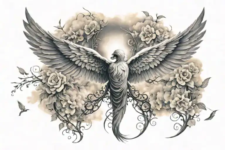 heaven wings pathway tattoo design idea